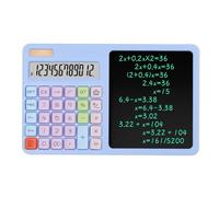 HowGuu Calculator with Notepad, 12 Digit Solar & Battery Desktop Calculator with LCD Writing Pad, One-Key Erase & Writing Lock, Large Display for School & Classroom (2xAAA) (Blue)