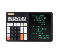 HowGuu Calculator with Notepad, 12 Digit Solar & Battery Desktop Calculator with LCD Writing Pad, One-Key Erase & Writing Lock, Large Display for School & Classroom (2xAAA) (Black)
