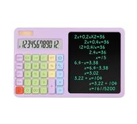 HowGuu Calculator with Notepad, 12 Digit Solar & Battery Desktop Calculator with LCD Writing Pad, One-Key Erase & Writing Lock, Large Display for School & Classroom (2xAAA) (Purple)