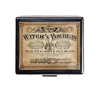 HowGuu Cute Pill Organizer for Women - Pretty Metal Pill Box with 8 Compartments and Mirror, Compact Travel Pill Case for Purse or Pocket (Wirch's Powders)