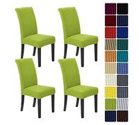 Howhic Chair Covers for Dining Room Set of 4, Stretchy Dining Chair Covers, Textured Jacquard Kitchen Chair Slipcovers, Classy Decor for Home and Banquet (Apple Green, 4 Pack)
