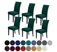 Howhic Chair Covers for Dining Room Set of 6, Stretchy Dining Chair Covers, Textured Jacquard Kitchen Chair Slipcovers, Classy Decor for Home and Banquet (Hunter, 6 Pack)