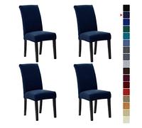 Howhic Stretch Chair Covers for Dining Room Set of 4, Removable Washable Dining Room Chair Covers, Dining Chair Slipcovers Seat Protector, Great Home Decor and Banquet Upholstery (Navy, 4 Pack)
