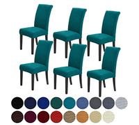 Howhic Stretch Chair Covers for Dining Room Set of 6, Removable Washable Dining Room Chair Covers, Dining Chair Slipcovers Seat Protector, Great Home Decor and Banquet Upholstery (Teal, 6 Pack)