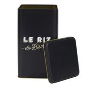 HowHomely | Bistrot Rice Tin 2L Black - Metal Storage Jar with Lid, Storage Tin Kitchen for Rice or Dry Food in Bistro Style
