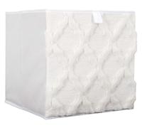 HowHomely Boho Beige Folding Box, 30 x 30 cm, Fabric Storage Box, Decorative Shelf Basket, Foldable Textile Box for Children's Room, Wardrobe, Living Room