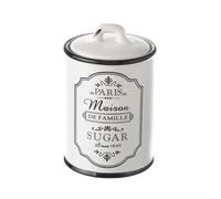 HowHomely Ceramic Storage Jar with Lid 750 ml Retro White Black Kitchen Container for Sugar Coffee Tea Storage Stoneware Dishwasher Safe