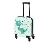 HowHomely Children's Suitcase Cabin 3D 51 x 31 x 22 cm - Hand Luggage Trolley with Wheels, Hard Shell, Lightweight, Colourful, Travel Suitcase for Children, Holiday, Plane, Green, 31 x 22 x 51 cm