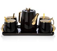 HowHomely coffee service 4 people with teapot Noah black gold drinking set jug