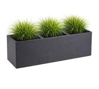 HowHomely Flower Pot Planter Grey 30 x 90 cm Planter on Wheels Concrete Structure Modern for Garden Balcony Patio