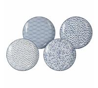 HowHomely Plate Cake Plate Breakfast Plate Serving Plate Set of 4 Porcelain Blue Dessert Plates Pattern Decorative Coffee Tea Tableware Set