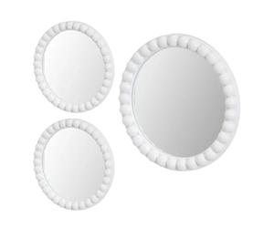 HowHomely Wall Mirror Set of 3 Decorative Mirrors Round White 25 cm Frame Mirror Living Room Bedroom Hallway Wall Decoration