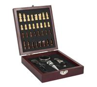 HowHomely Wine and Chess Set in Wooden Box - Elegant Gift Set with Chessboard, Figures & Wine Accessories - Original Gift Idea