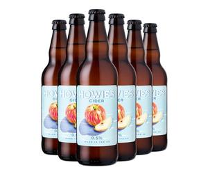 Howies 0.5% ABV Low Alcohol Cider | 6 x 500ml Glass Bottles | Premium Somerset Full Juice Craft Cider | Crisp Medium-Sweet Taste | Refreshing Apple Flavour | Alcohol-Free Alternative