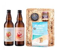 Howies Cider Premium Wicker Trays | Original 4.5% ABV & Peach Cider 500ml 3.4% ABV | Snowdonia Black Bomber Cheese | Stokes Chutney & Blanco Niño Tortilla Chips