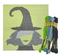 Howie's Needlepoint Needlepoint Kits, 18CT Printed Embroidery Pattern Starter Kits, Stamped Patterns Canvas Kits(Witchy Music,5x5inch)