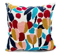 Howie's Needlepoint Stamped Cross-Stitch Pillow Kit for Beginners, Cushion Front Needlework Kit with Embroidery Pattern on Cotton Canvas, Yarn, 2 Needles and Instruction, 16 x 16inch(Summer Day)