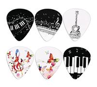 Howilath 6pcs Guitar Picks, Music Note Piano Light Guitar Pick Guitar Picks Fingertip Protection Perfect Gift for Him and Her for Stringed Instruments