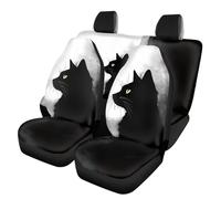 Howilath Art Black Cat Pattern Car Seat Covers Full Set Universal Fit Front & Back Seats Cover Set of 4, Comfortable Breathable Fabric Cushion