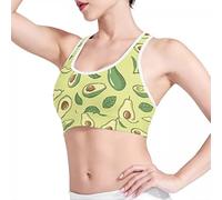 Howilath Avocado Green Sports Bra Elastic Women Outdoor Indoor Wirefree Comfy Crop Top Longline Bras Fresh Green Avocados -S