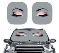 Howilath Beauty Eyes Shadow 2PCS Windshield Sun Shade for Car, Funny Auto Accessories Sunshade Cover Suv Pink
