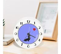 Howilath Bedroom Alarm Clock Dachshund Dog Heart Print, Home Office Desk Bedside Decoration Clocks for Girls Boys, Purple Blue