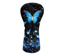 Howilath Blue Butterfly Flower Golf Head Covers Leather Protection for Driver, 3/5 Fairway Wood & Hybrid Keep Clubs Dry & Clean