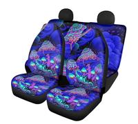 Howilath Blue Psychedelic Mushroom Pattern 4 Pieces Car Seat Covers Full Set Front Seat and Split Backrest Bench Covers Universal Fit for Most Cars Trucks Suvs