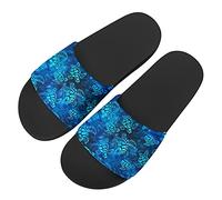 Howilath Blue Sea Turtle Indoor Outdoor Pool Beach Bath Slides Sandals, Comfort Slides Sandal Non-Slip Light Weight UK 7