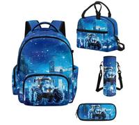 Howilath Boys Backpack Set 4-in-1, Tractor Backpack for Boys with Lunch Bag, Elementary Backpack for School Kids Ages 8-10