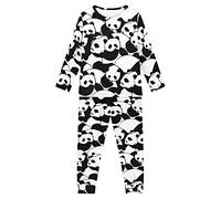 Howilath Cartoon Panda Pattern Pajama Suit 2 Pack Outfits Long Sleeve Sleepwear Comfy Nightwear for Children Boys Girls-7-8