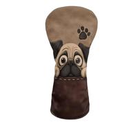 Howilath Cartoon Pug Golf Club Head Covers for Driver, Fairway Wood & Hybrid - Protective Soft Lining & Universal Club Compatibility