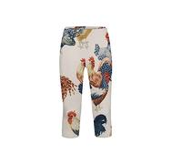 Howilath Cartoon Rooster Hen Beige Toddler Yoga Pants Chicken Workout Pants Elastic Exercise Leggings Comfy Gym Pants,Age 6-7