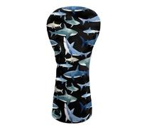 Howilath Cartoon Sharks Golf Head Covers Leather Protection for Driver, 3/5 Fairway Wood & Hybrid Golf Accessory