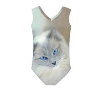 Howilath Cat Swimsuit Girls Age 10 One Piece Swimming Costume, Super Cute Grey Cat 3D Print Bathing Suit for Cats Lovers, Age 5-6