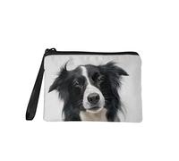 Howilath Coin Pouch Case with Border Collie Dog Printed, Zipper Closure Coins Organizer for Pet Lovers Cute Shopping Wallets