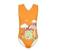 Howilath Comfy Swimwear Mushroom Frog Snail Flower Orange One Piece Briefs Swimsuits Casual Swimming Athletic Legsuit, Age 9-10