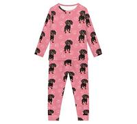 Howilath Dachshund Dog Paw Pink Printed 2 Pack Pajama Suit Long Sleeves Outfits Comfy Sleepwear Soft Nightwear for Kids-9-10