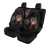 Howilath Dachshund Dogs Anti Slip Car Seat Covers Full Set 3D SaUSAge Puppy Black Universal Fit Front & Rear Comfortable Breathable Fabric Cushion