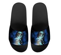Howilath Dragonfly Galaxy Starry Womens Mens Bath Slippers Slides Bathroom Pool Non-Slip Quick Drying Summer House Slippers Comfy Girls UK 4