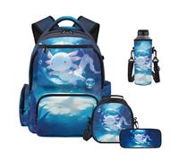 Howilath Elementary School Backpacks for Girls Kids Axolotl Backpack Set with Lunch Compartment Pencil Case Water Bottle Sleeve for 4th 5th 6th Grade Mochilas Para NiñA