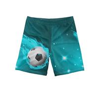 Howilath Fire Soccer Print Swim Shorts for Boy Aged 5-14 Years 3D Football Deisgn Summer Casual Board Trunks for Beach