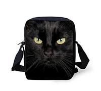Howilath Funny 3D Vivid Black Cat Print Mini Messenger Adjustable Starp Shoulder Satchel Handbags Cell Phone Pouch