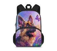 Howilath German Shepherd Backpack Elementary Kids School Bag for Boys Girls 15 Inch School Bags Back to School