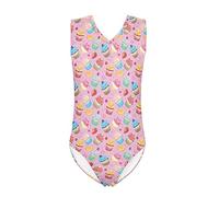 Howilath Girls Athletic Swimwear Baby Pink Stawberry Cupcake Sweet Heart Polka Dot Pattern Adorable Bathing Suit for Holiday, Age 11-12