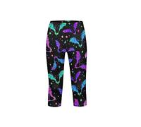 Howilath Halloween Stretch Leggings for Children Bats Black Yoga Pants Colorful Bat Workout Pants Elastic Sports Pants,Age 6-7
