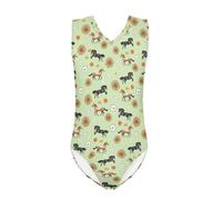Howilath Horses Bathing Suit for Girls Hippie Flower Swimming Costume One Piece Swimwear Groovy Floral Sage Green Bodysuit-11-12