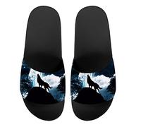 Howilath Howling Wolf Fashion Summer Slide Slipper for Men Women, Cool Wolf Bathroom Pool Non-Slip Quick Drying Non-Slip Light Weight UK 10
