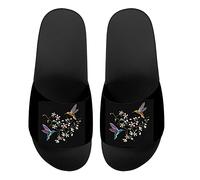 Howilath Hummingbird Floral Funny Summer Slide Slipper for Men Women, Bathroom Pool Non-Slip Quick Drying Non-Slip Light Weight UK 6
