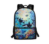 Howilath Killer Whale School Bag Boys Backpack School Kids Rucksack 6-12 Years Children's Ocean Fish Whale Secondary/Primary School Bags